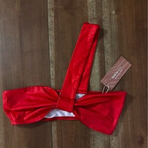 SHEIN Vibrant Red Bow Tie Top
